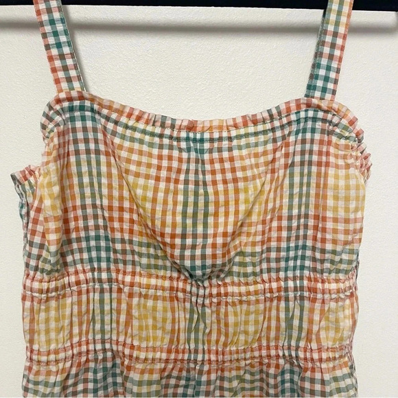 NWOT Madewell Sophia Seersucker Peplum Plaid Tank Top - Check Tie Back Blouse - Picture 4 of 7
